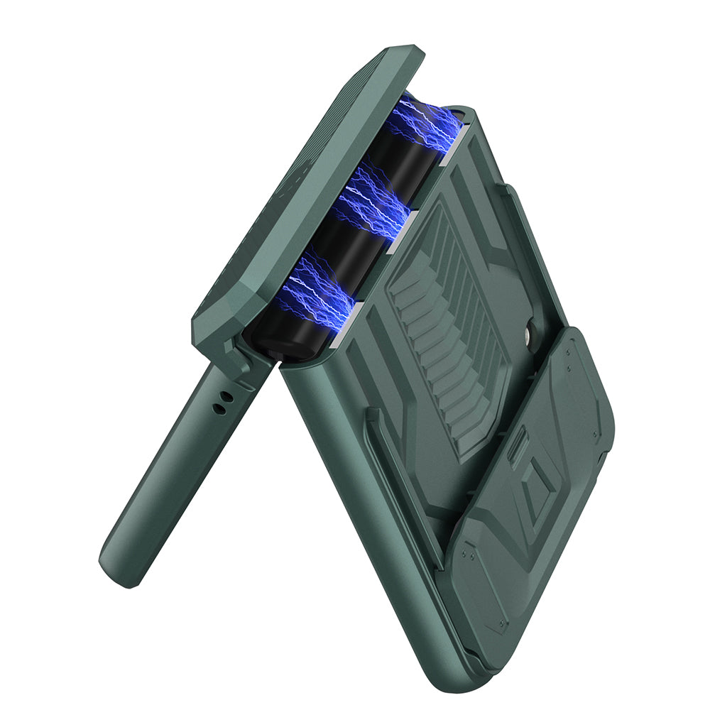 Magnetic Hinge Hard Armor Shockproof Case For Samsung Galaxy Z Flip 4 5G With Slide Lens Cover