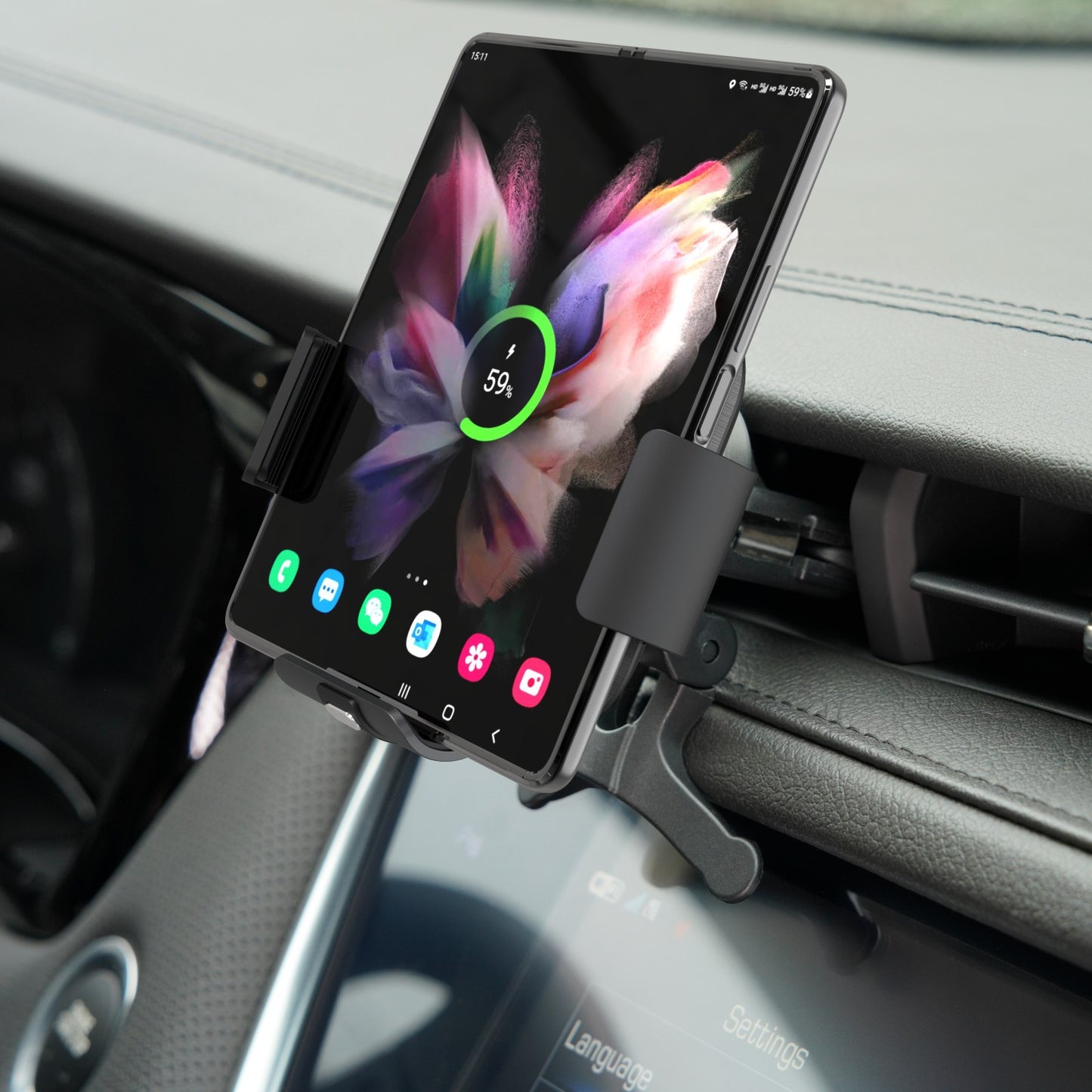 15W Intelligent Automatic Sensor  Dual Charging Car Holder Charger For Samsung Galaxy Z Fold4 Fold3 5G