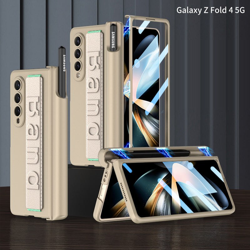 Magnetic Samsung Galaxy Z Fold4 5G Luxury Wristband Case with Screen Protector and S Pen Slot