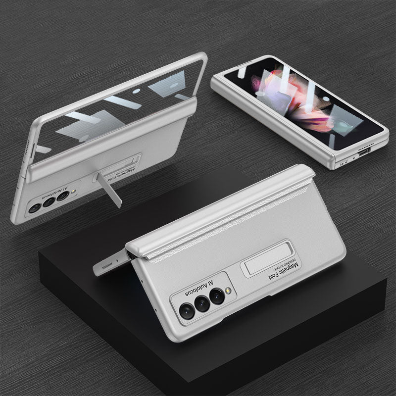 Magnetic Hinger Full Protector Heavy Duty Galaxy Z Flip 3 5G Case With Kickstand S Pen Slot and Screen Film