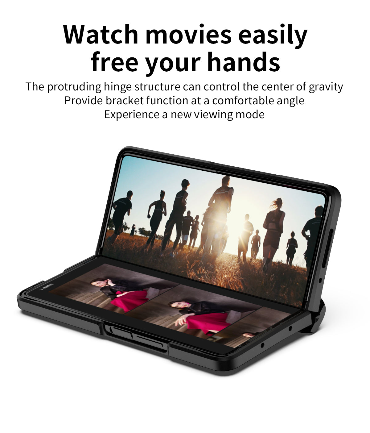 Folding Anti-drop Protective Case With Creative Folding Hinge Protection & Tempered Glass Film For Samsung Galaxy Z Fold 3 5G