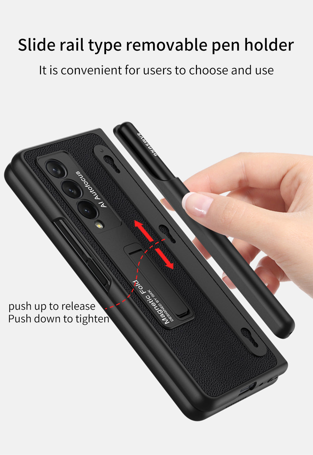 Magnetic Stand Detachable Pen Slot Case For Samsung Galaxy Z Fold3 5G With All-inclusive Screen Glass