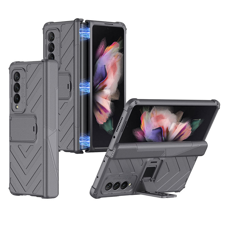 Magnetic Armor All-included Protective Cover With Hinge Holder For Samsung Galaxy Z Fold 3 5G