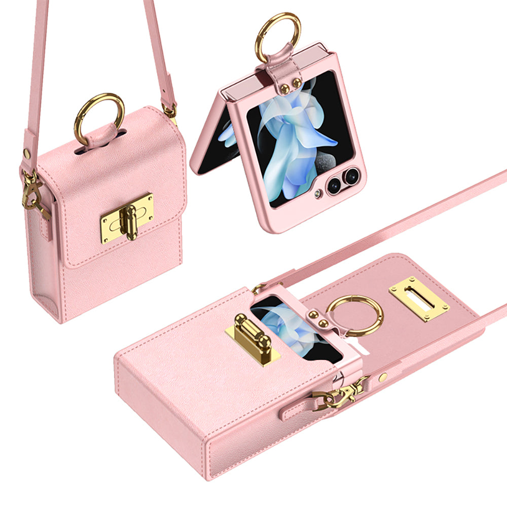 Delicate Leather Cross-body Bakckpack Bag Case For Samsung Galaxy Z Flip3 Flip4 Flip5