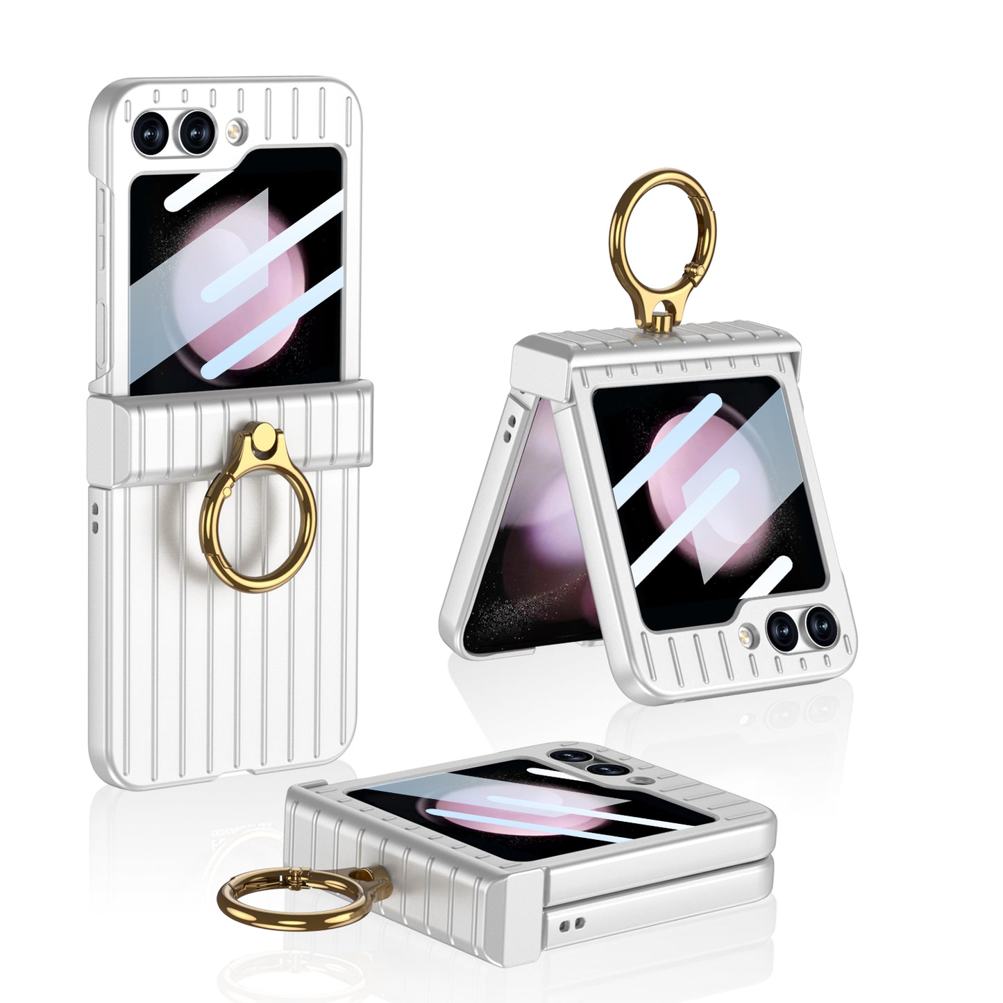Membrane Integrated suitcase Case With For Samsung Galaxy Z Flip5 With Ring Bracket