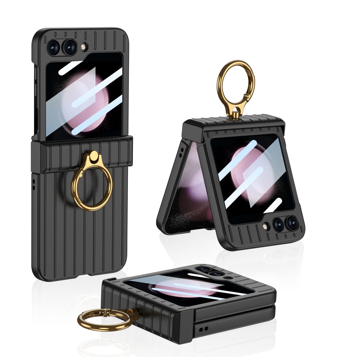 Membrane Integrated suitcase Case With For Samsung Galaxy Z Flip5 With Ring Bracket