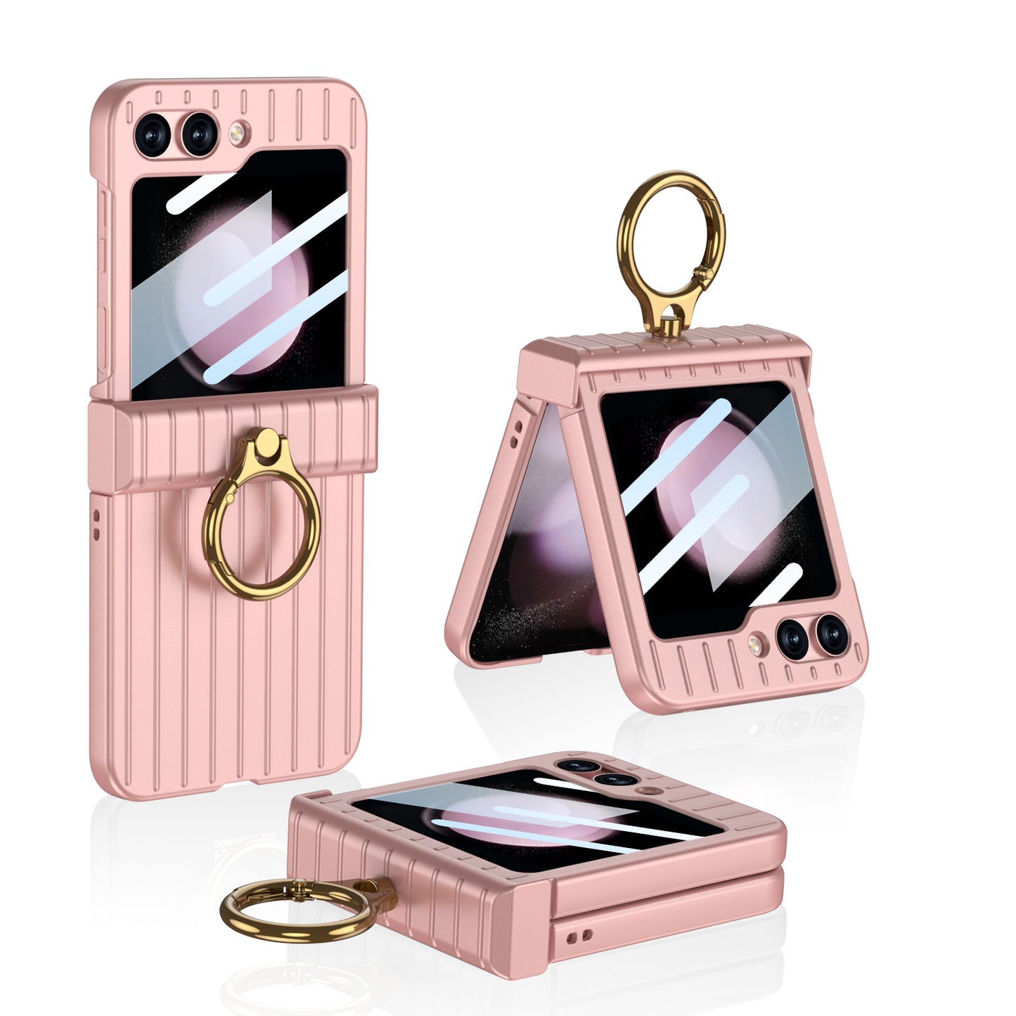 Membrane Integrated suitcase Case With For Samsung Galaxy Z Flip5 With Ring Bracket
