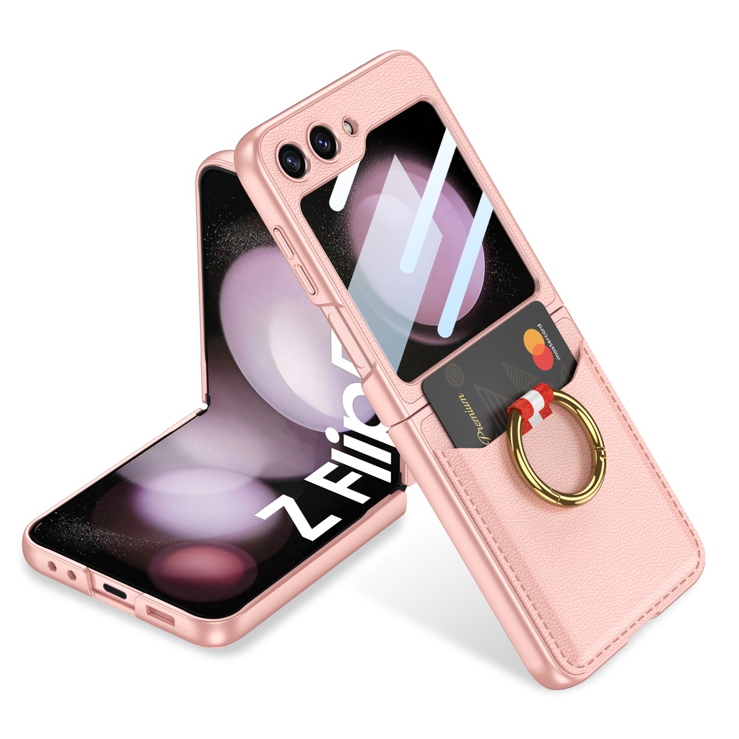 Cardholder Case For Samsung Galaxy Z Flip5 With Ring Bracket