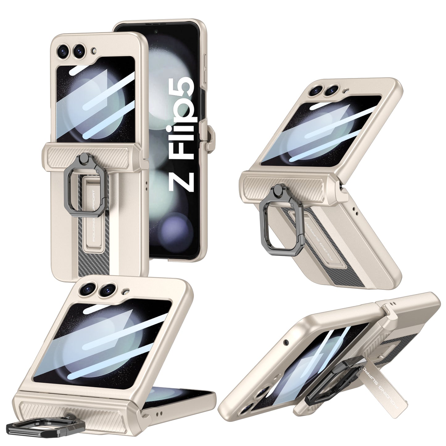 Magnetic Armor Case For Samsung Galaxy Z Flip5 With Easily Folded Bracket