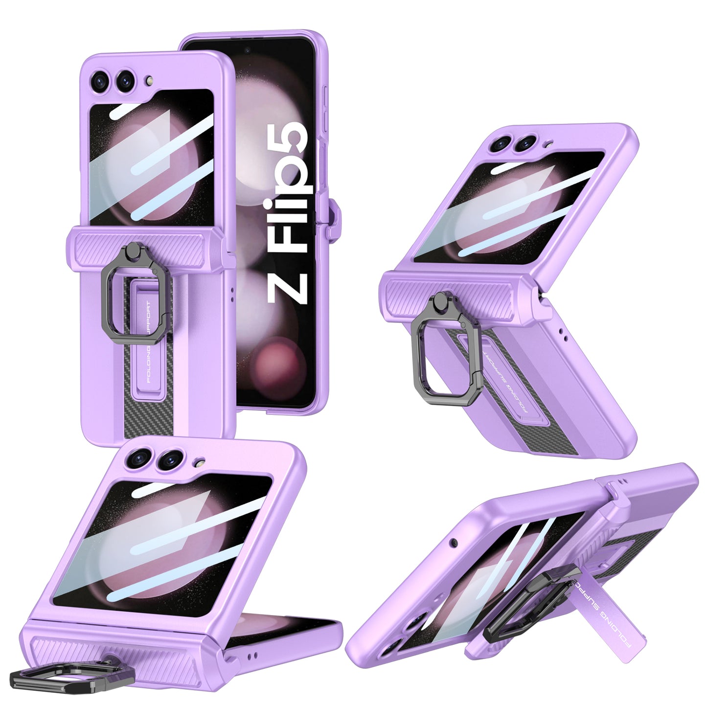 Magnetic Armor Case For Samsung Galaxy Z Flip5 With Easily Folded Bracket