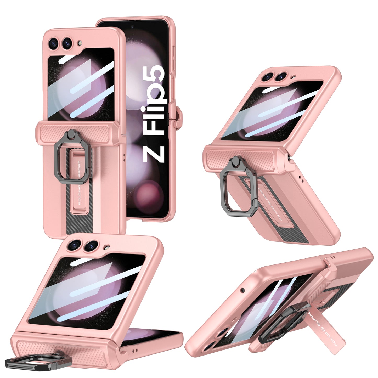 Magnetic Armor Case For Samsung Galaxy Z Flip5 With Easily Folded Bracket