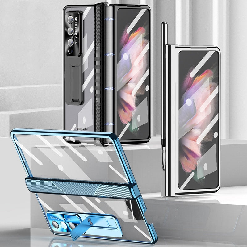 Magnetic Hinge Case For Samsung Galaxy Z Fold4 5G With Camera Protector and Stylus Double Hinges