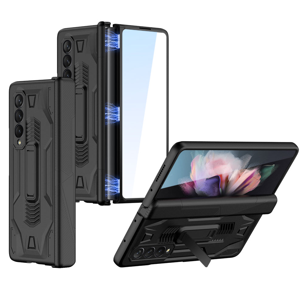 Magnetic Hinge Case For Samsung Galaxy Z Fold 3 Case Armor All-included With Glass Hard Cover For Galaxy Z Fold 3