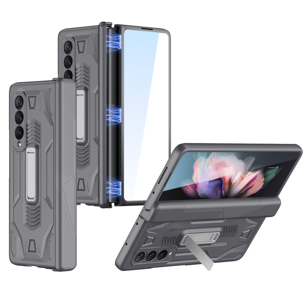 Magnetic Hinge Case For Samsung Galaxy Z Fold 3 Case Armor All-included With Glass Hard Cover For Galaxy Z Fold 3