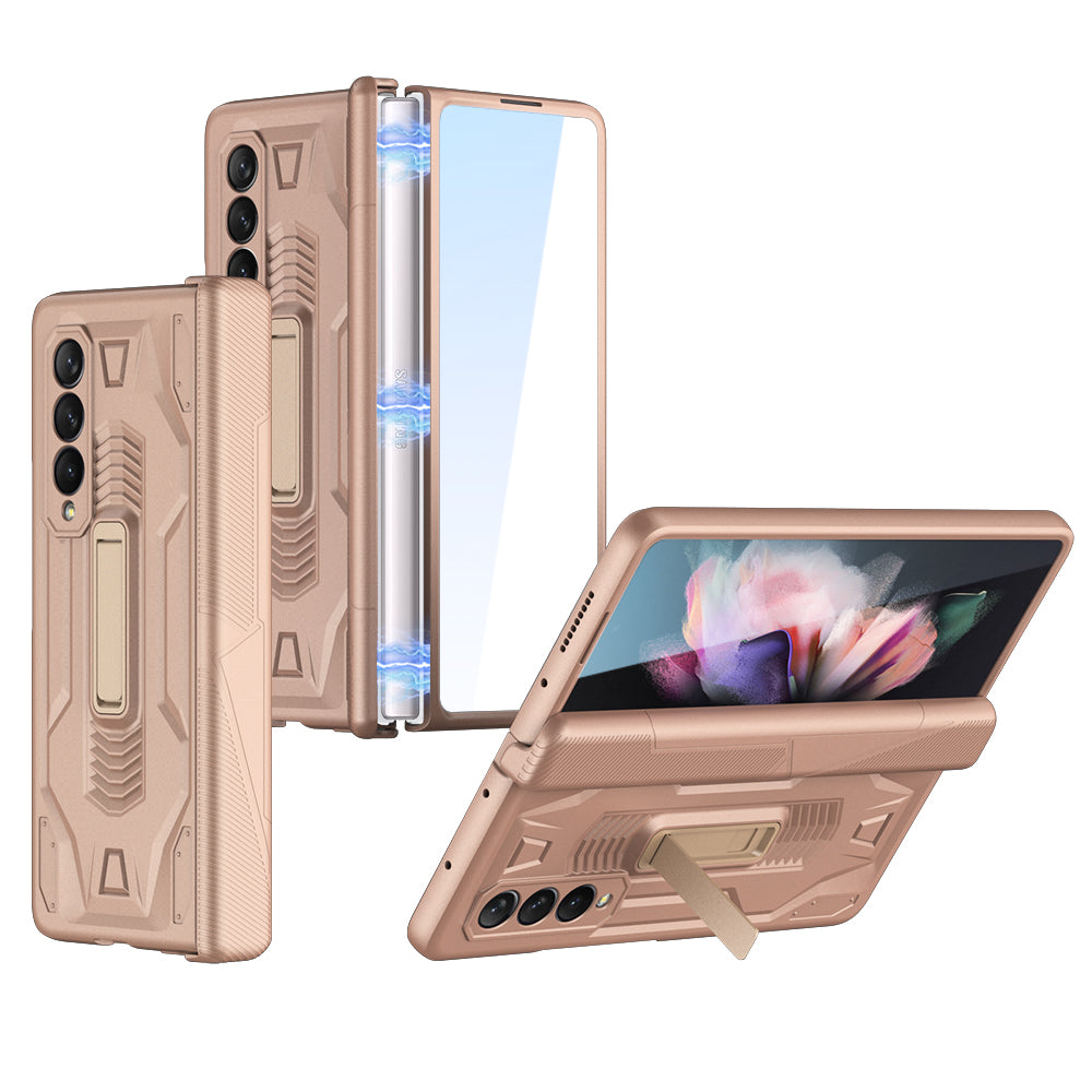 Magnetic Hinge Case For Samsung Galaxy Z Fold 3 Case Armor All-included With Glass Hard Cover For Galaxy Z Fold 3