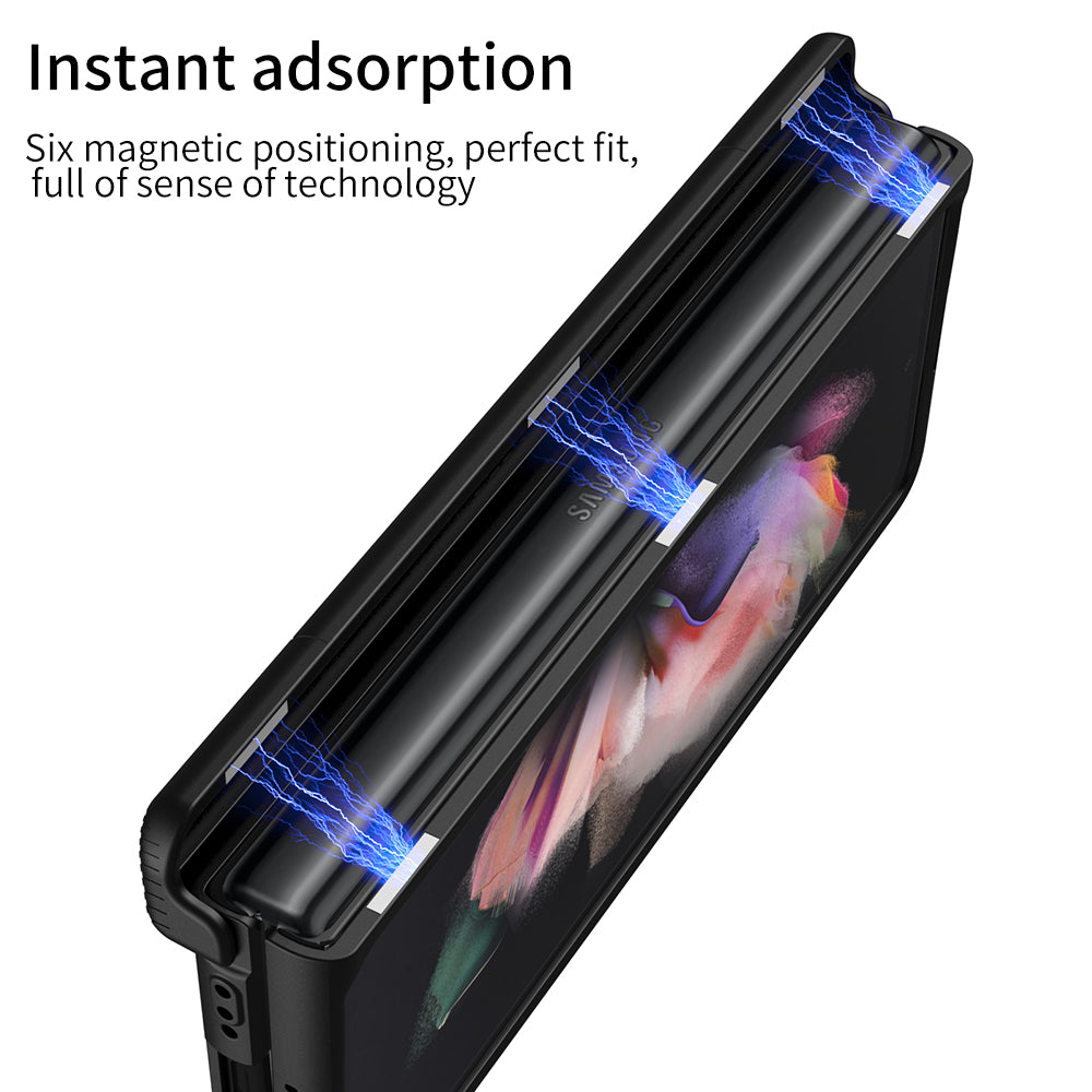 Magnetic Hinge Case For Samsung Galaxy Z Fold 3 Case Armor All-included With Glass Hard Cover For Galaxy Z Fold 3