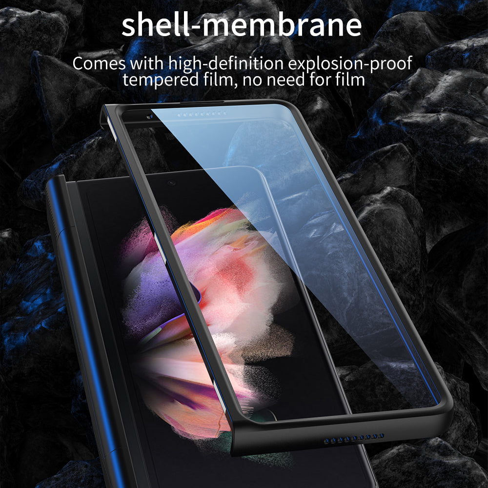Magnetic Hinge Case For Samsung Galaxy Z Fold 3 Case Armor All-included With Glass Hard Cover For Galaxy Z Fold 3