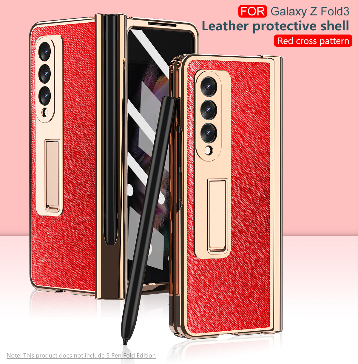 2pc Hinge Case Z Fold 3 Pencil Slot Hinge Protect Case For Samsung Galaxy Z Fold 3 With Front Screen Glass Film Case Z Fold3 5G
