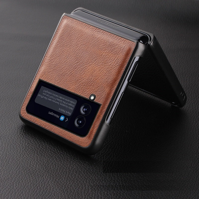Luxury Leather Case for Samsung Z Flip 3 Cover Vintage Elk Pattern Flip3 Business Shockproof Shell for Galaxy Z Flip 3 Case