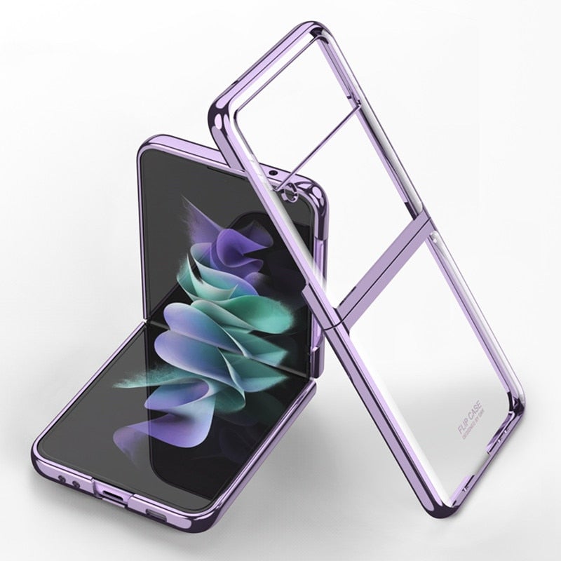 Luxury Plating Transparent Ring Holder Case For Samsung Galaxy Z Flip 3 5G - VooChoice