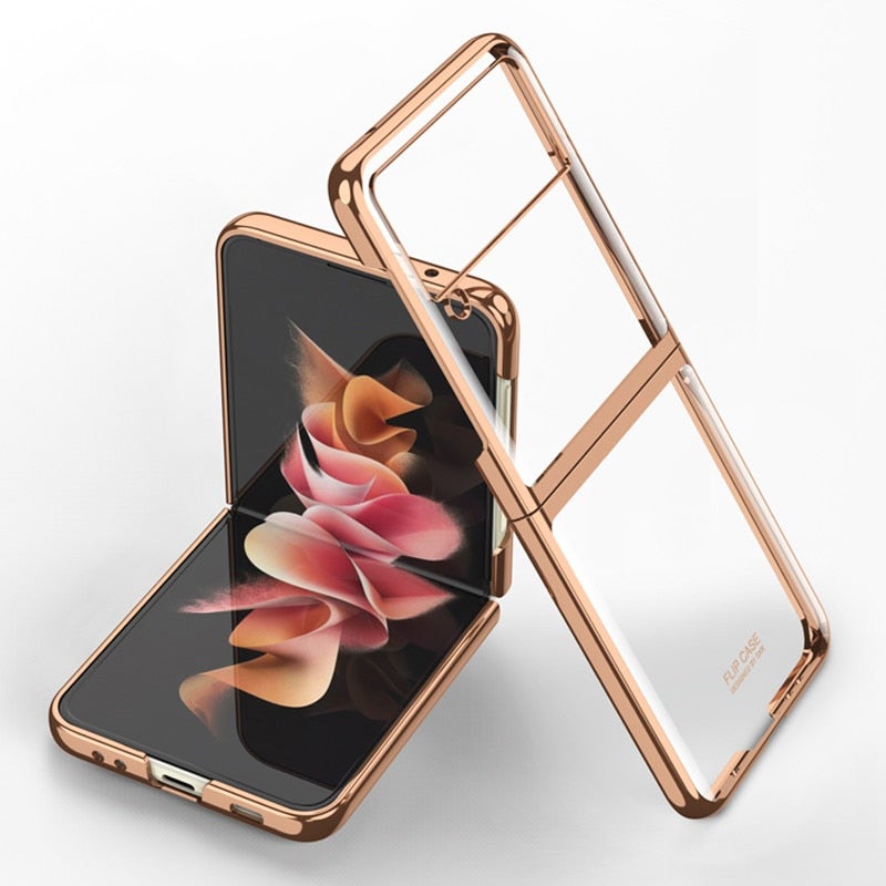 Luxury Plating Transparent Ring Holder Case For Samsung Galaxy Z Flip 3 5G - VooChoice