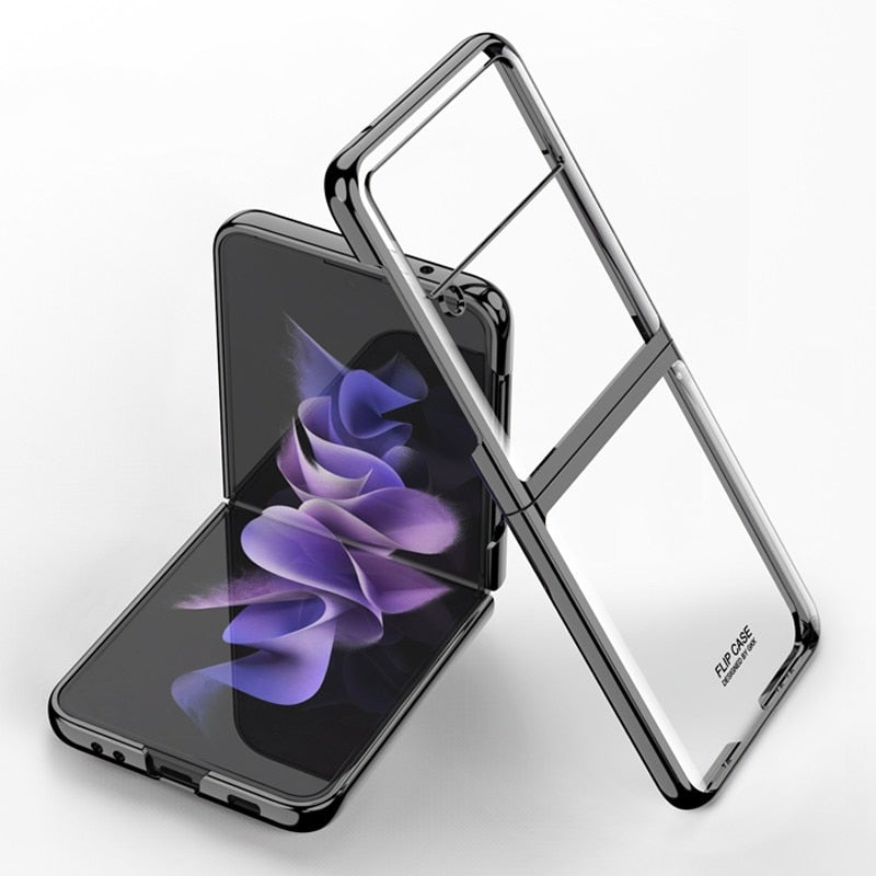 Luxury Plating Transparent Ring Holder Case For Samsung Galaxy Z Flip 3 5G - VooChoice