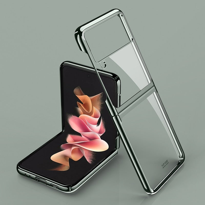 Luxury Plating Transparent Ring Holder Case For Samsung Galaxy Z Flip 3 5G - VooChoice