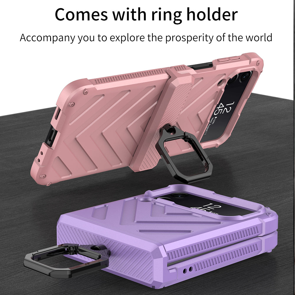 Magnetic Hinge Hard Armor Shockproof Case For Samsung Galaxy Z Flip 3 5G Case with Ring Holder Support Wireless Charging