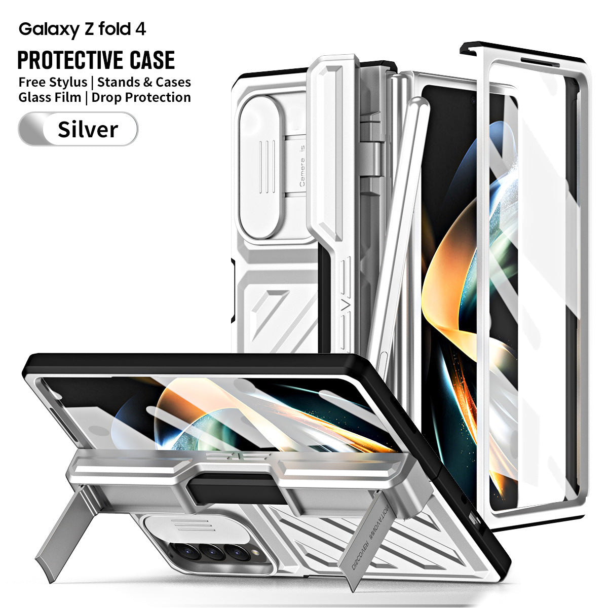 Ultra Strong Drop Prevention Case For Samsung Galaxy Z Fold5 With Bracket and Front Film Free Stylus