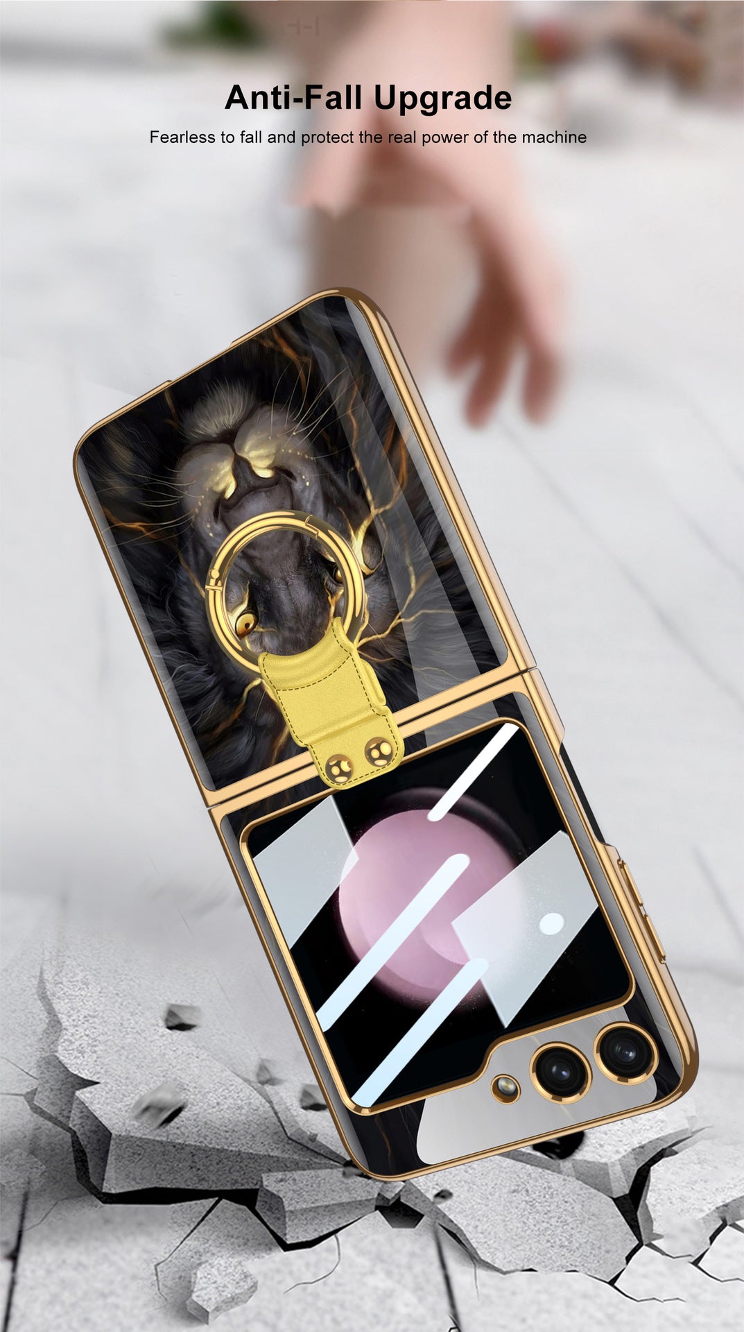 Samsung Z Flip5 Electroplating Painted Phone Case with Ring Screen Protector