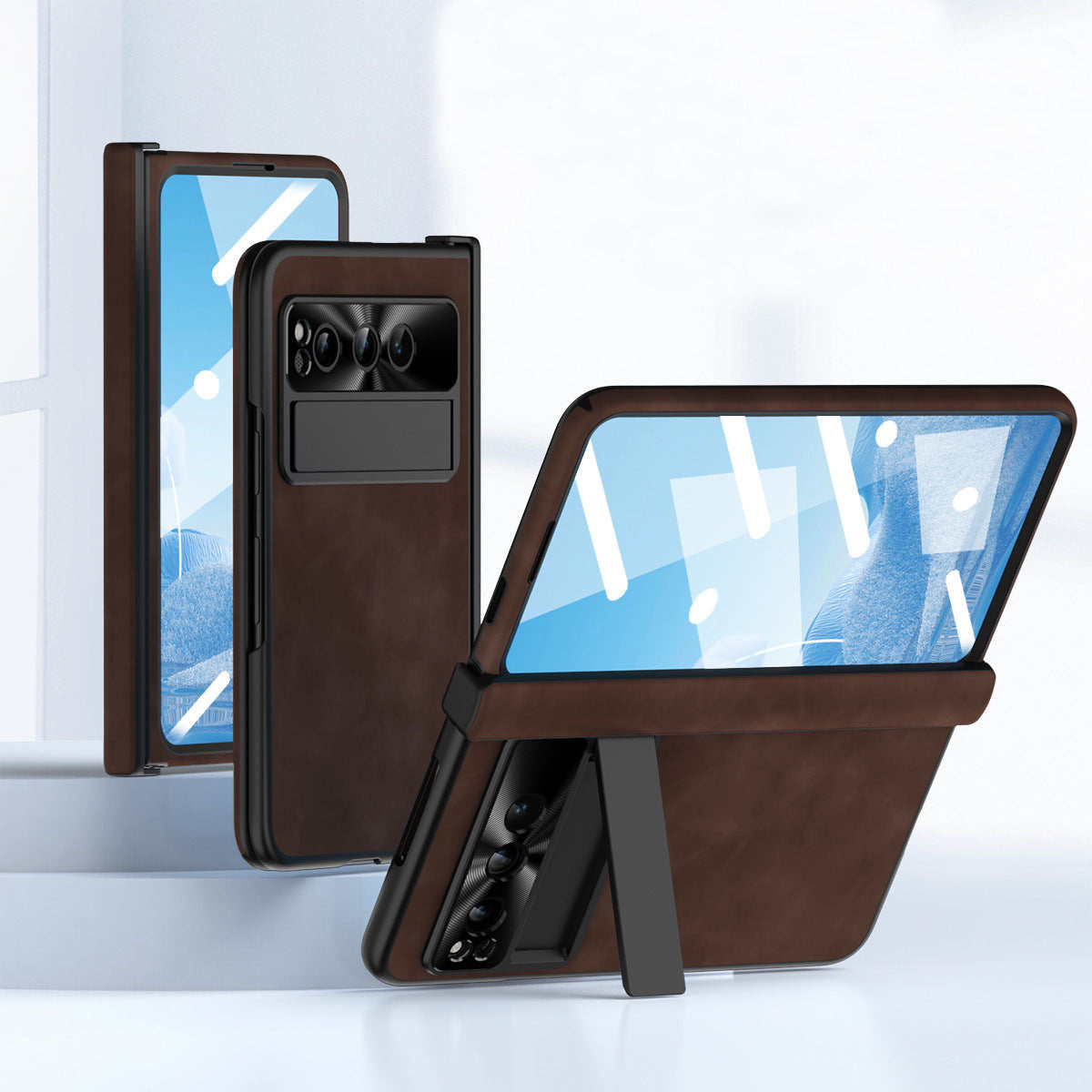 Plain leather Google Pixel Fold Case folding anti-fall hinge all-inclusive protective case