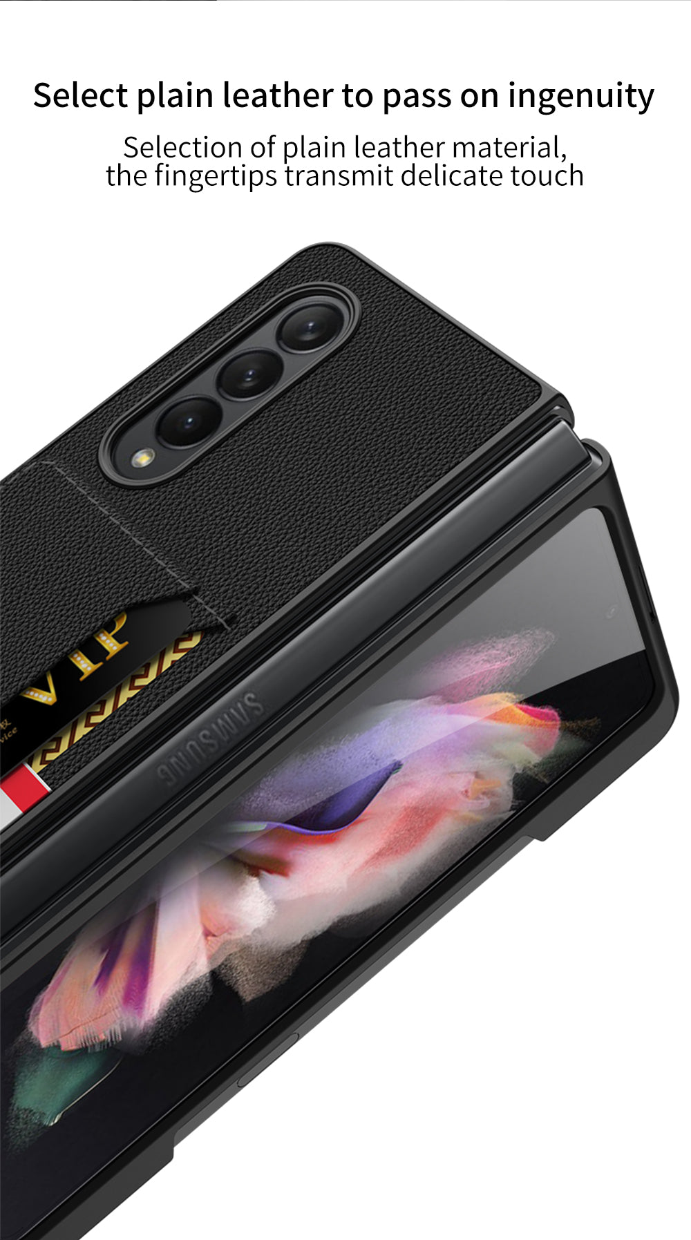 Leather Card Slot Phone Case For Samsung Galaxy Z Fold 3 5G Case With Pen Slot Edge Hard Cover For Samsung Z Fold 3