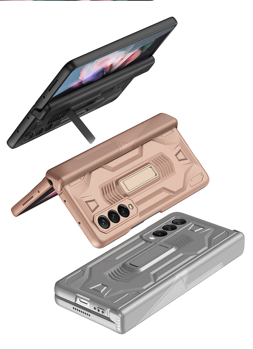 Magnetic Hinge Case For Samsung Galaxy Z Fold 3 Case Armor All-included With Glass Hard Cover For Galaxy Z Fold 3
