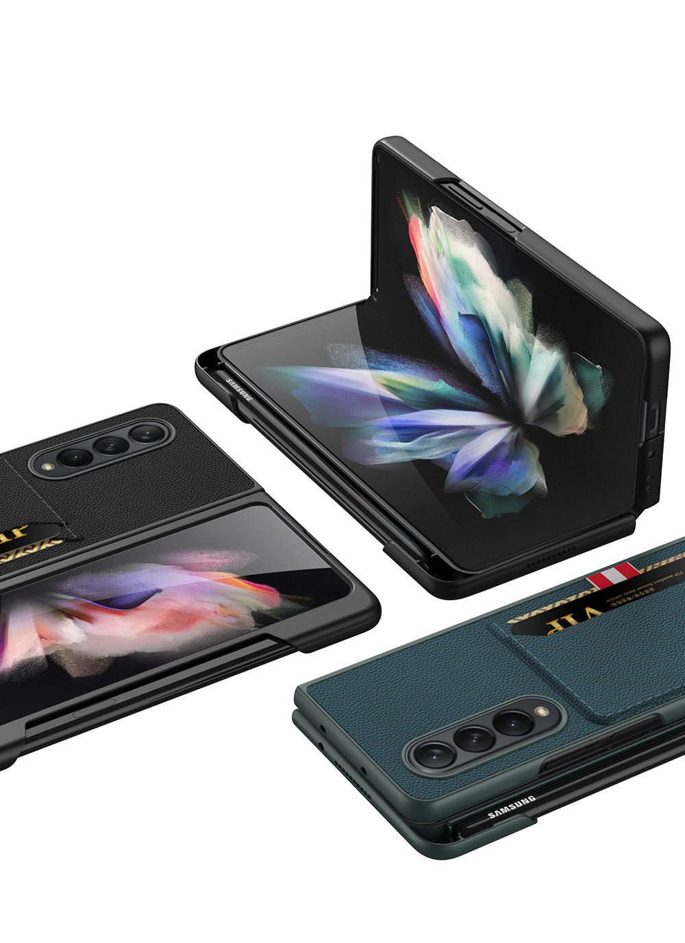Leather Card Slot Phone Case For Samsung Galaxy Z Fold 3 5G Case With Pen Slot Edge Hard Cover For Samsung Z Fold 3