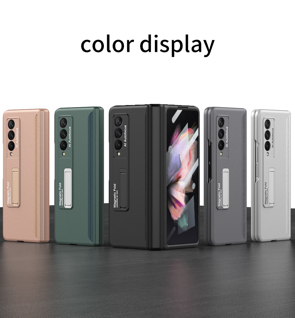 Magnetic Hinge Tempered Glass Case Cover For Samsung Galaxy Z Fold 3 5G Case 360 full Protection Stand Case For Fold3