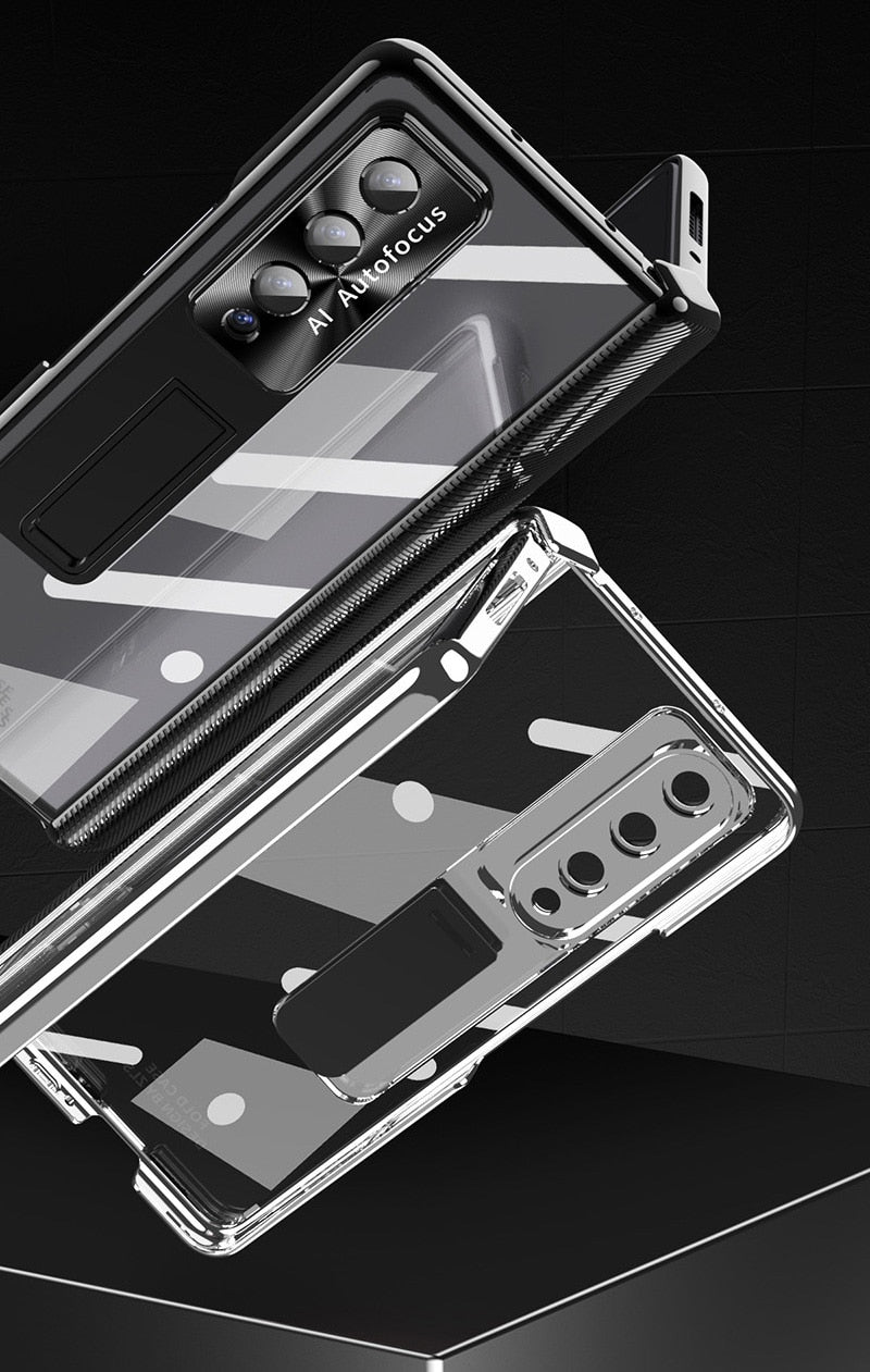 Magnetic Hinge Case For Samsung Galaxy Z Fold4 5G With Camera Protector and Stylus Double Hinges
