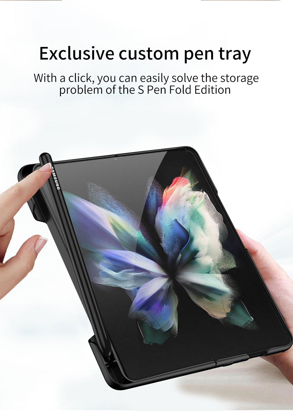 Leather Card Slot Phone Case For Samsung Galaxy Z Fold 3 5G Case With Pen Slot Edge Hard Cover For Samsung Z Fold 3
