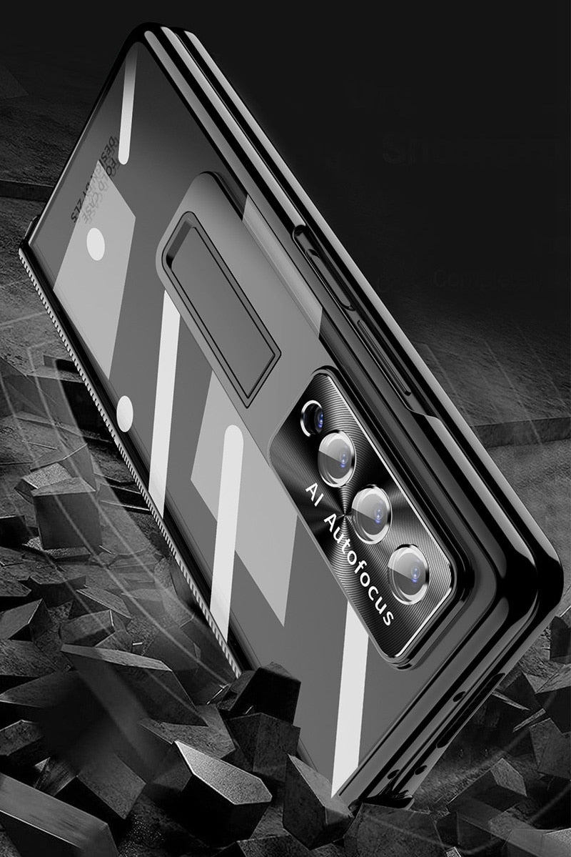 Magnetic Hinge Case For Samsung Galaxy Z Fold4 5G With Camera Protector and Stylus Double Hinges