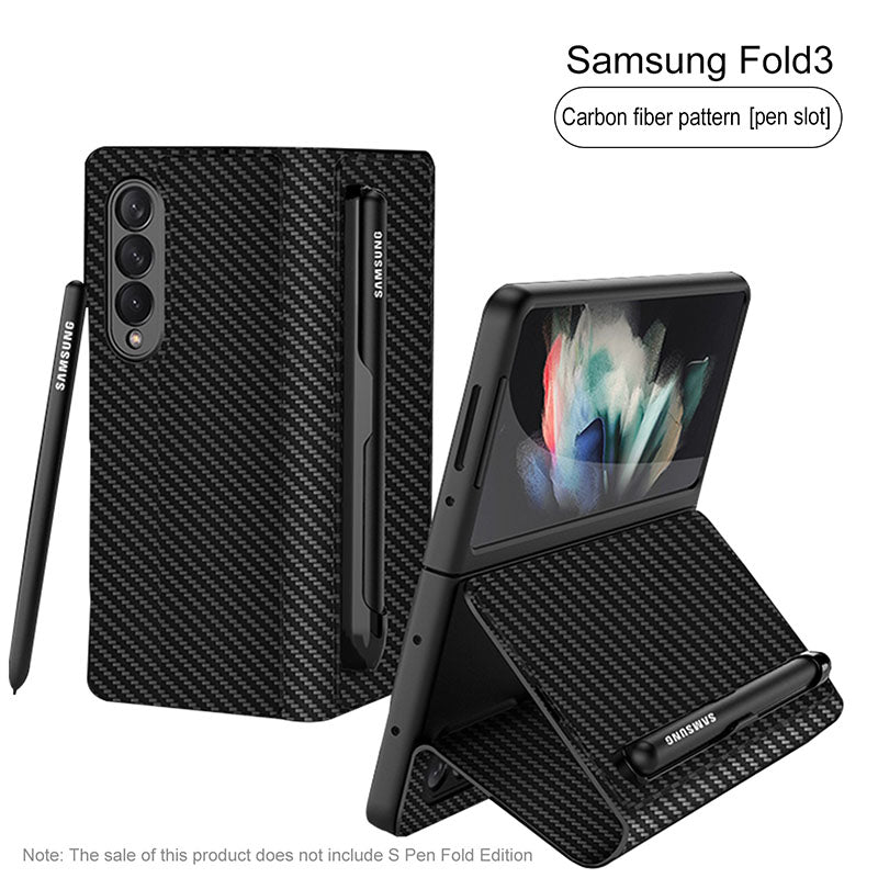 Luxury Leather All-included Cover With S Pen Slot For Galaxy Z Fold3 5G