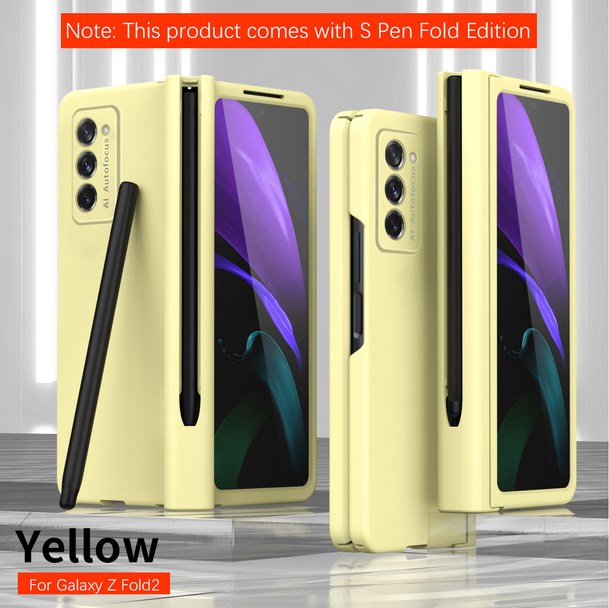 Pencil Case Hinge Protective For Samsung Galaxy Z Fold 3 2 5G with Front Tempered Glass S Pen Slot Case For Samsung Z Fold 2 W21