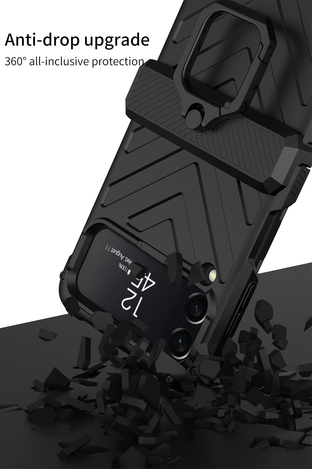 Magnetic Hinge Hard Armor Shockproof Case For Samsung Galaxy Z Flip 3 5G Case with Ring Holder Support Wireless Charging