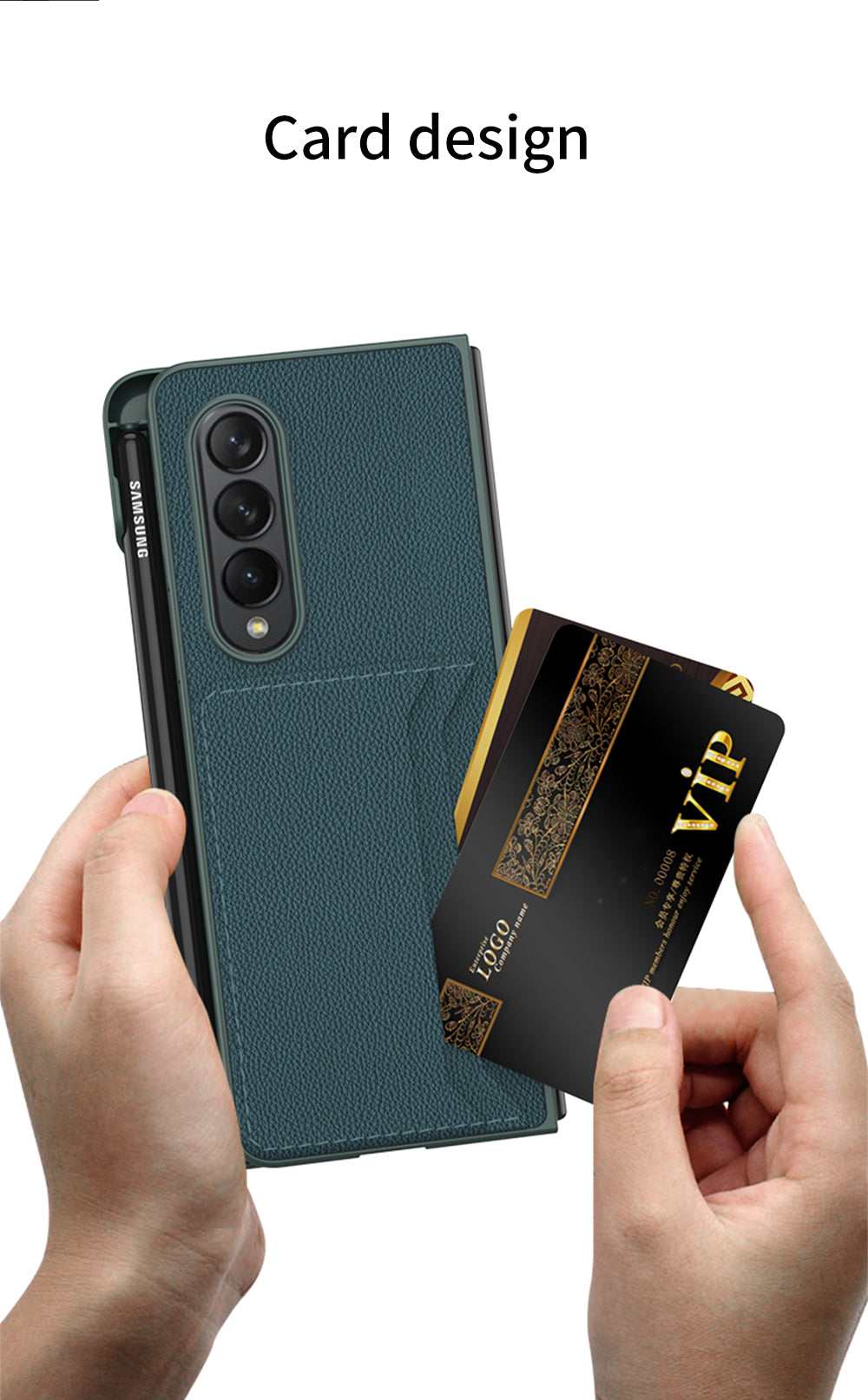Leather Card Slot Phone Case For Samsung Galaxy Z Fold 3 5G Case With Pen Slot Edge Hard Cover For Samsung Z Fold 3