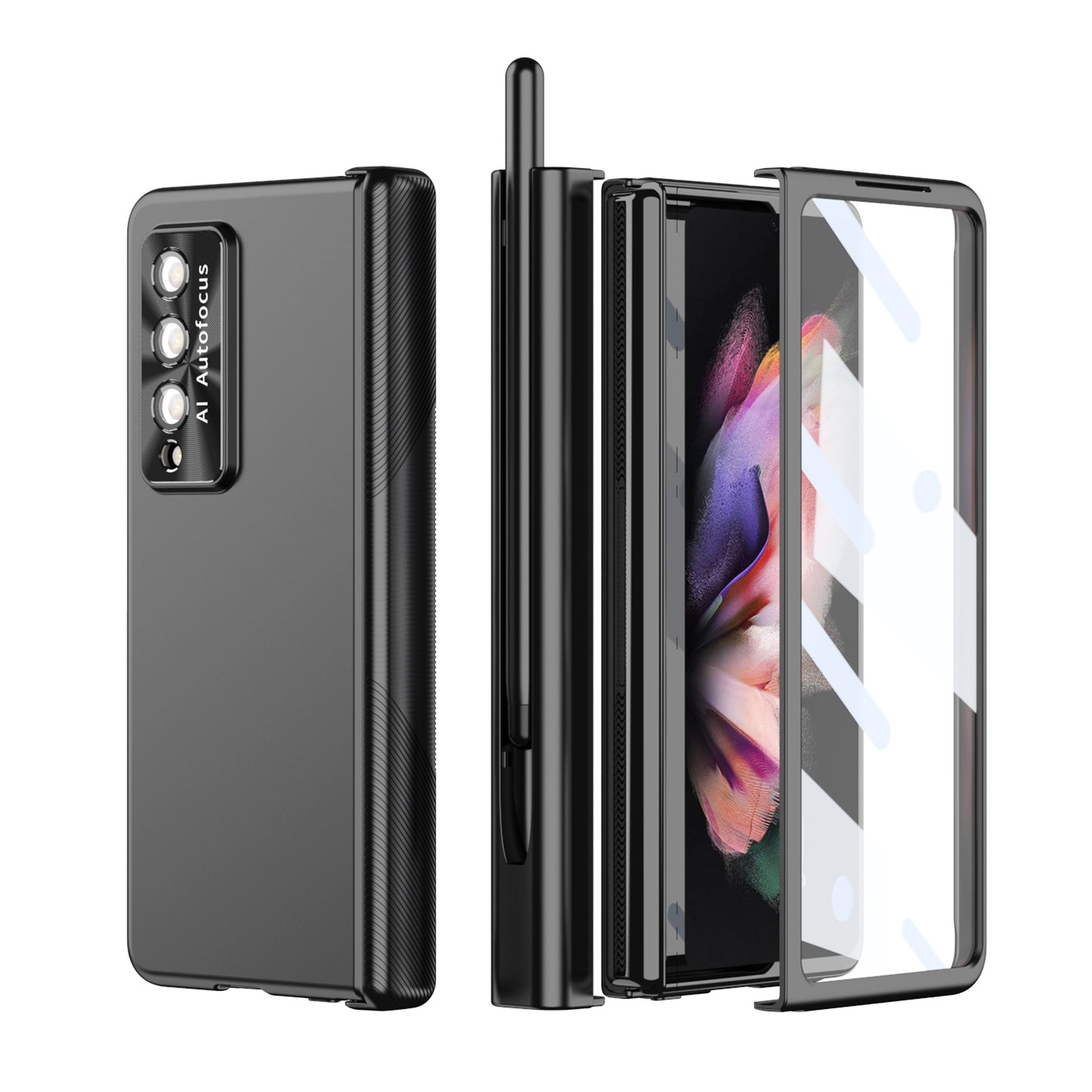 Strong Protection Glass Protector Film Case for Samsung Galaxy Z Fold 4 5G with S Pen Holder