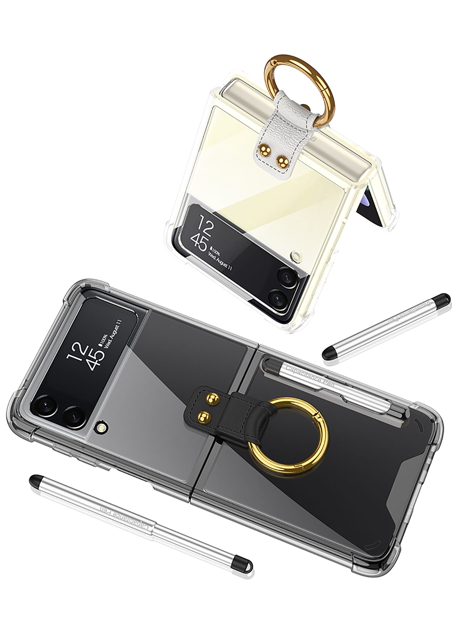 Airbag Corner Hard Silicone Case For Samsung Galaxy Z Flip 3 5G Case Included Capacitance Pen Slot