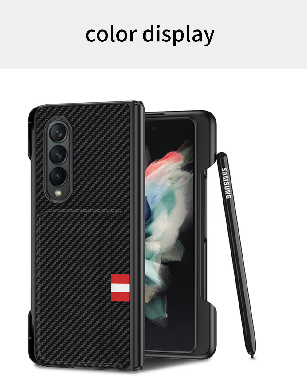 Leather Card Slot Phone Case For Samsung Galaxy Z Fold 3 5G Case With Pen Slot Edge Hard Cover For Samsung Z Fold 3