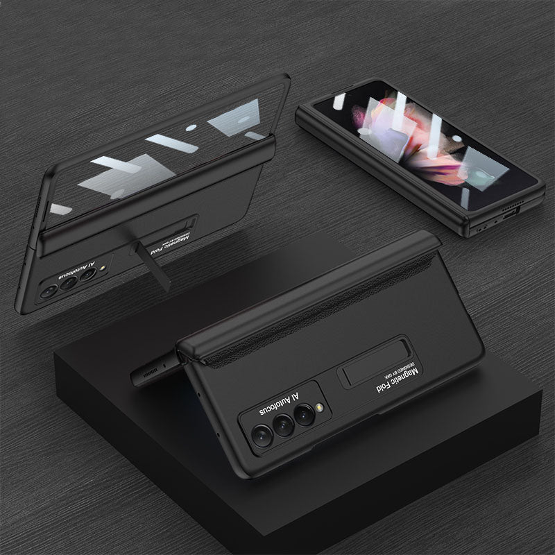 Magnetic Hinger Full Protector Heavy Duty Galaxy Z Flip 3 5G Case With Kickstand S Pen Slot and Screen Film
