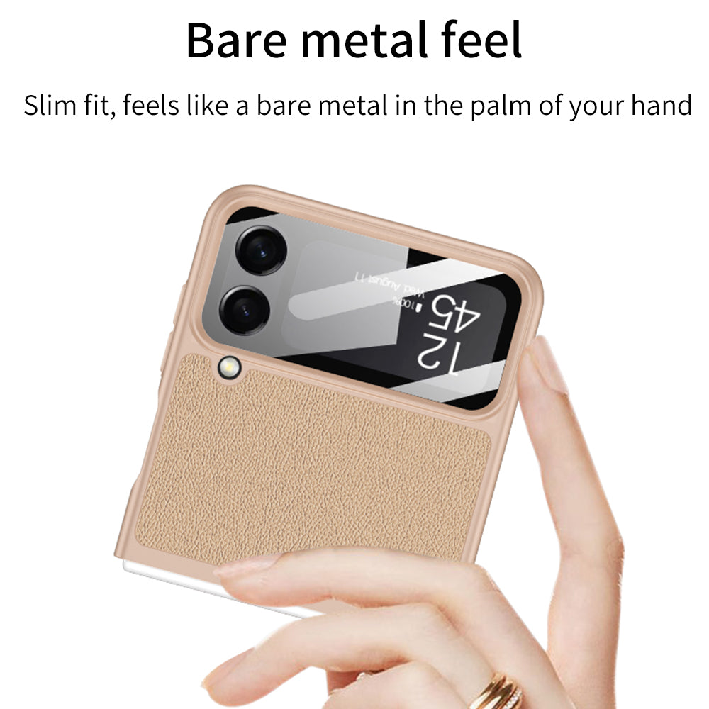 Galaxy Z Flip4 5G Leather Card Holder Case with Back Screen Protector