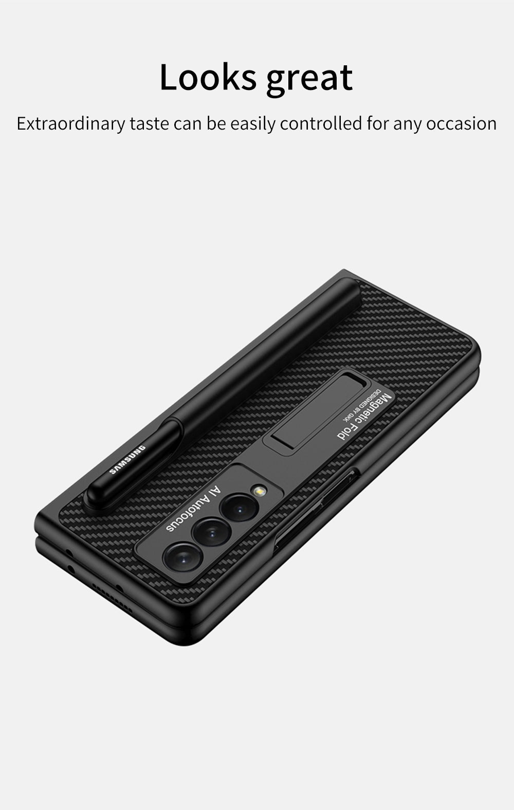 Magnetic Stand Detachable Pen Slot Case For Samsung Galaxy Z Fold3 5G With All-inclusive Screen Glass