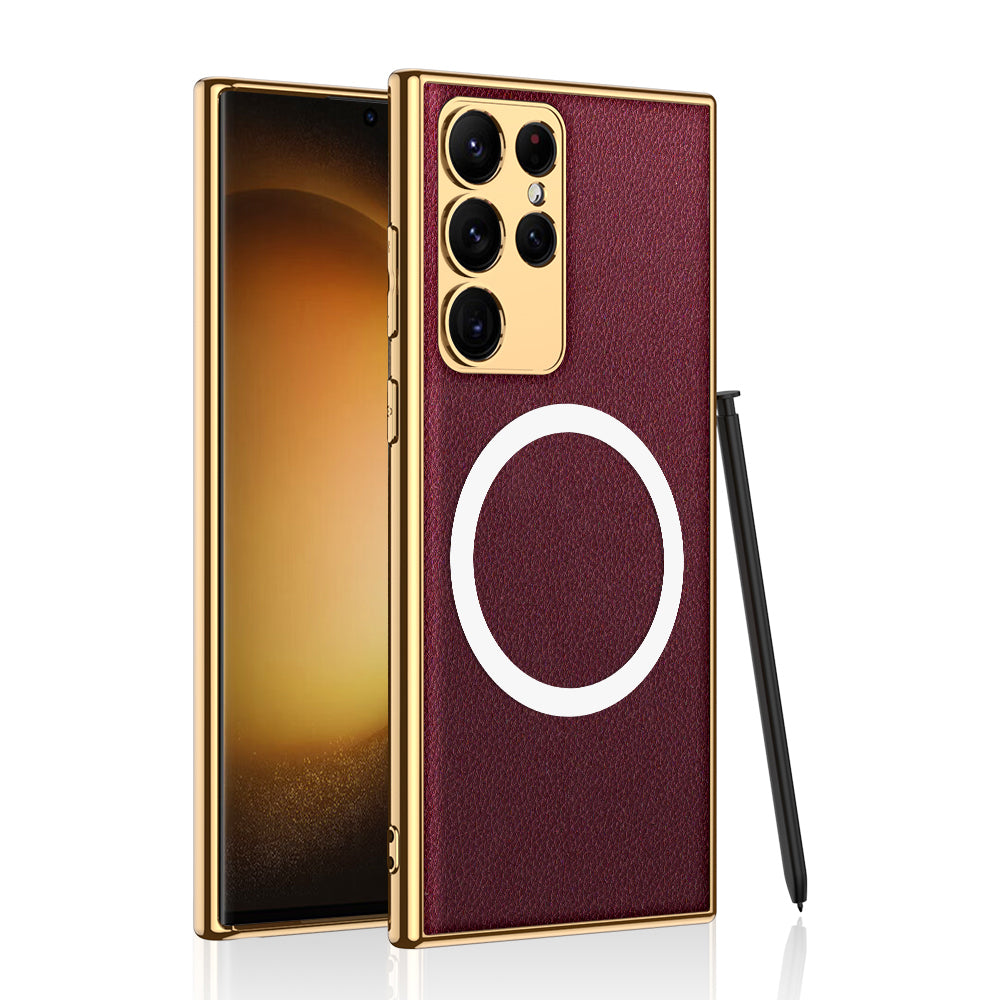 Electroplated Ultra Thin Leather Phone Case Samsung Galaxy S23 Ultra S23 S23 Plus