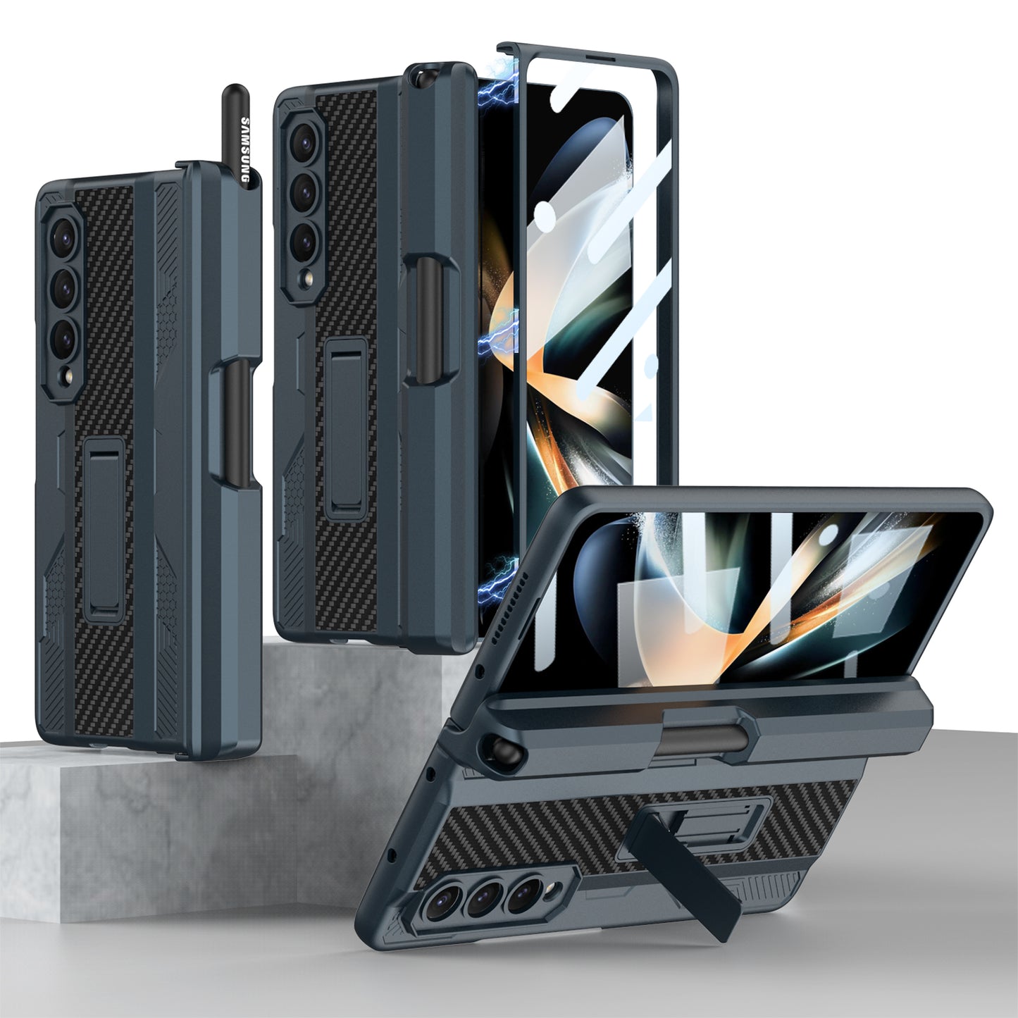 Magnetic Heavy Duty Samsung Galaxy Z Fold4 5G Case with Kickstand and S Pen Slot